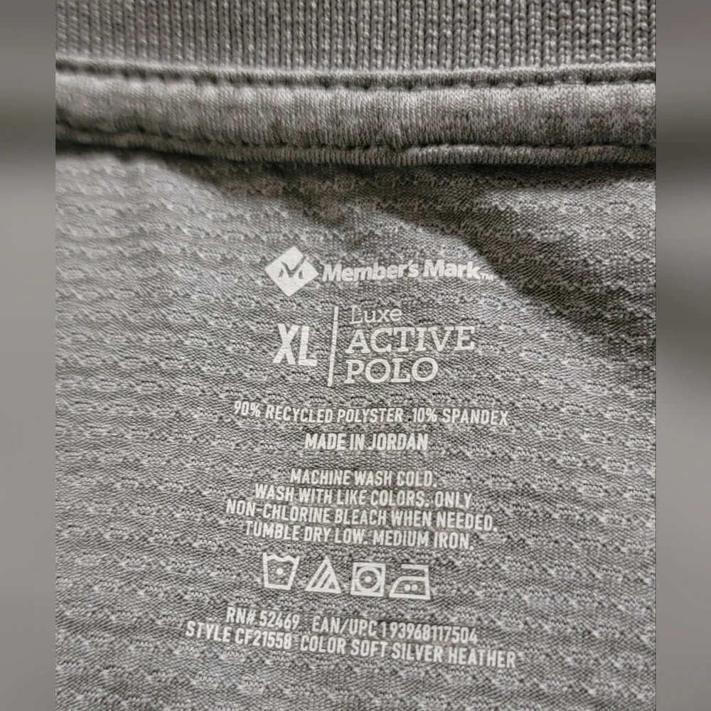 2 Members Mark Active Polo t-shirts - Textured Jacquard - 1 Gray/ 1 Black - Picture 6 of 6